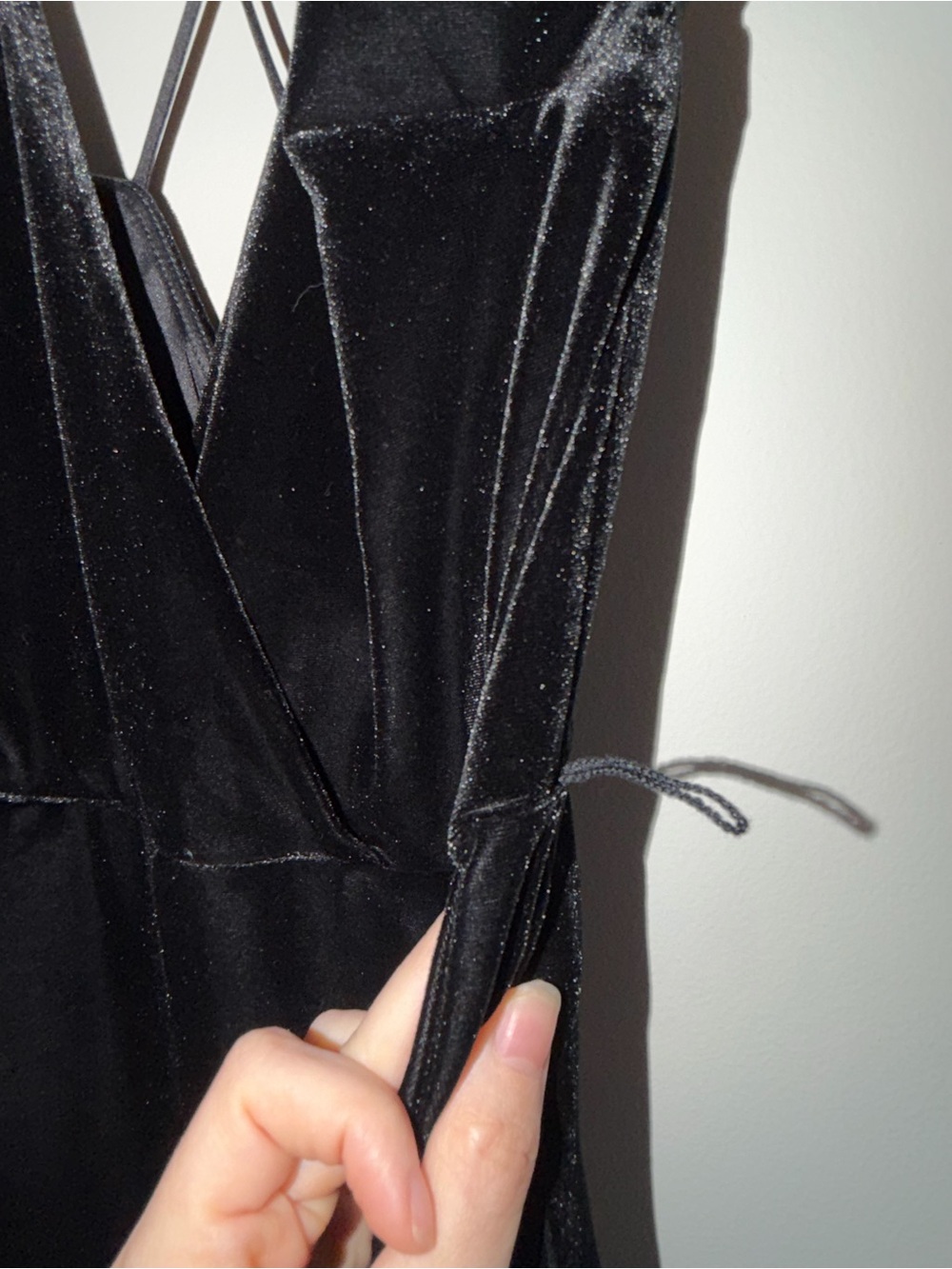 Express Black Velvet Strappy Jumpsuit - Picture 4 of 6